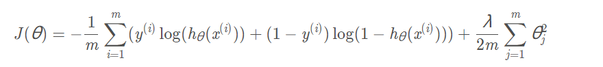 logistic回归的正则化代价函数